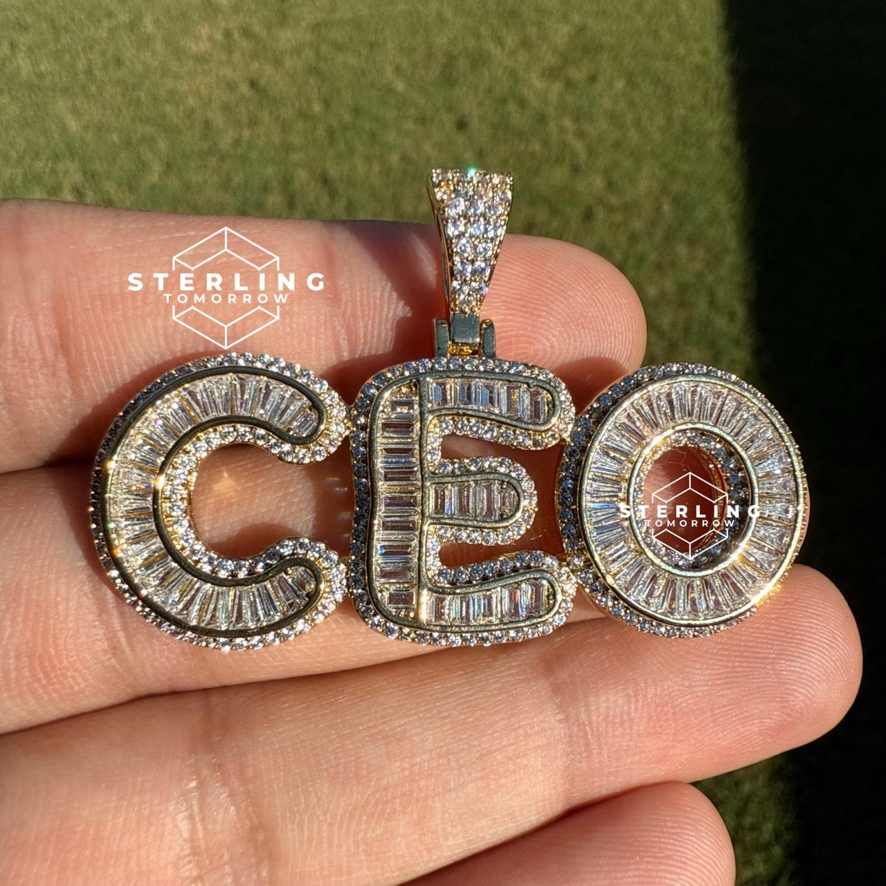 CEO Baguette Gold Tone Pendant