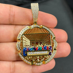 Last Supper Gold Tone Enamel Pendant
