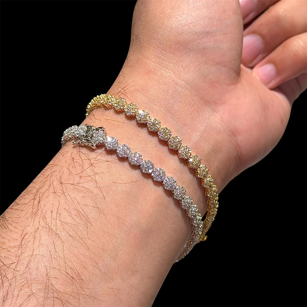 5mm Flower Honeycomb 14k Gold Finish Bracelet