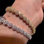 5mm Flower Honeycomb 14k Gold Finish Bracelet