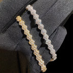 5mm Flower Honeycomb 14k Gold Finish Bracelet