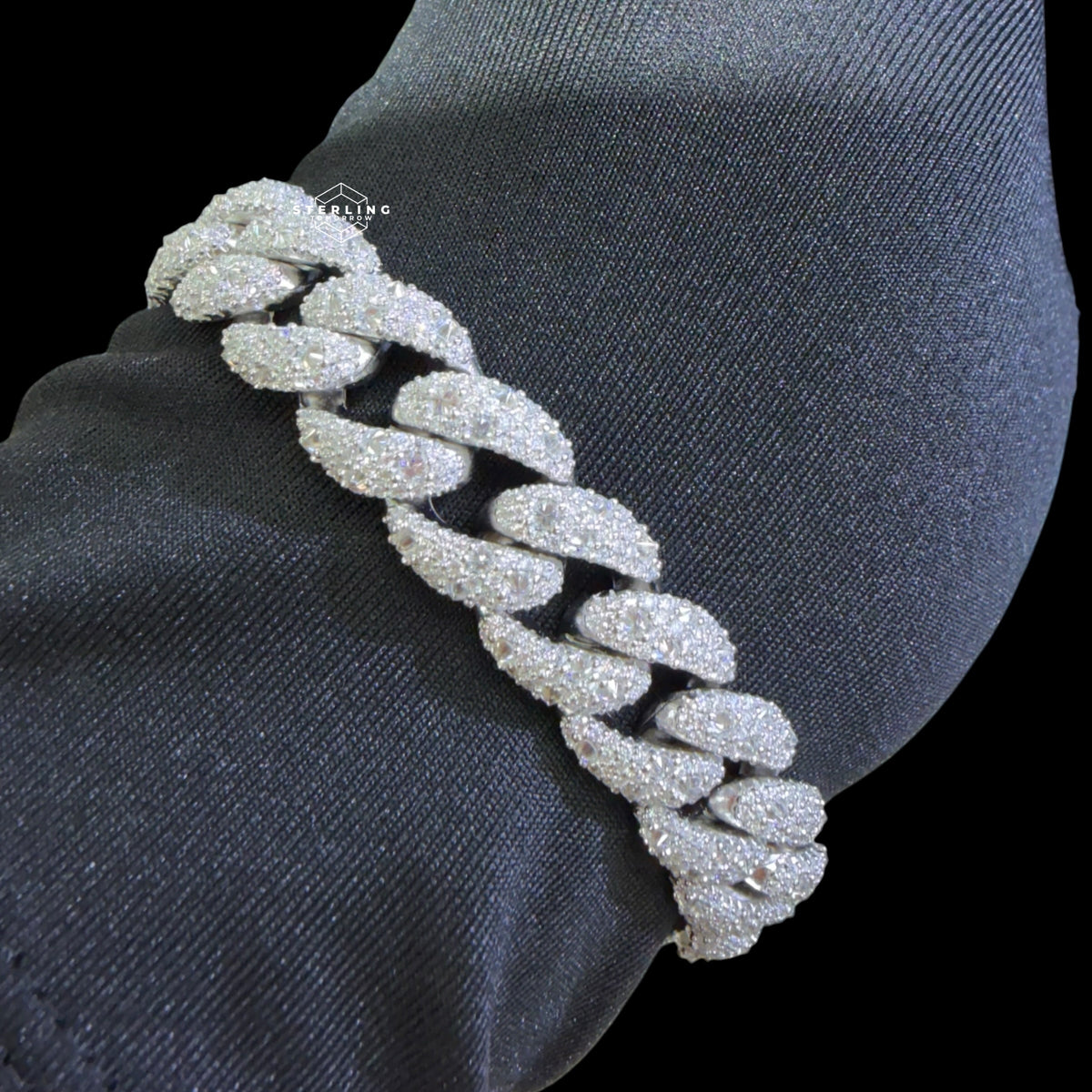 12mm Moissanite Upside Down Set Cuban Bracelet