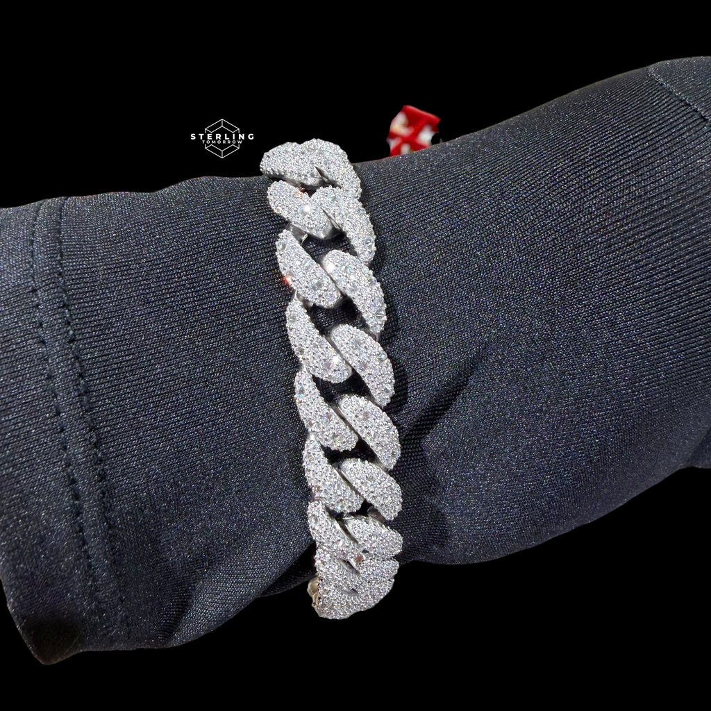 12mm Moissanite Upside Down Set Cuban Bracelet