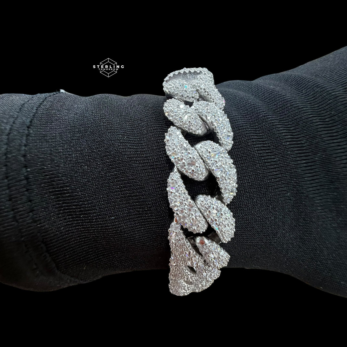 12mm Moissanite Upside Down Set Cuban Bracelet