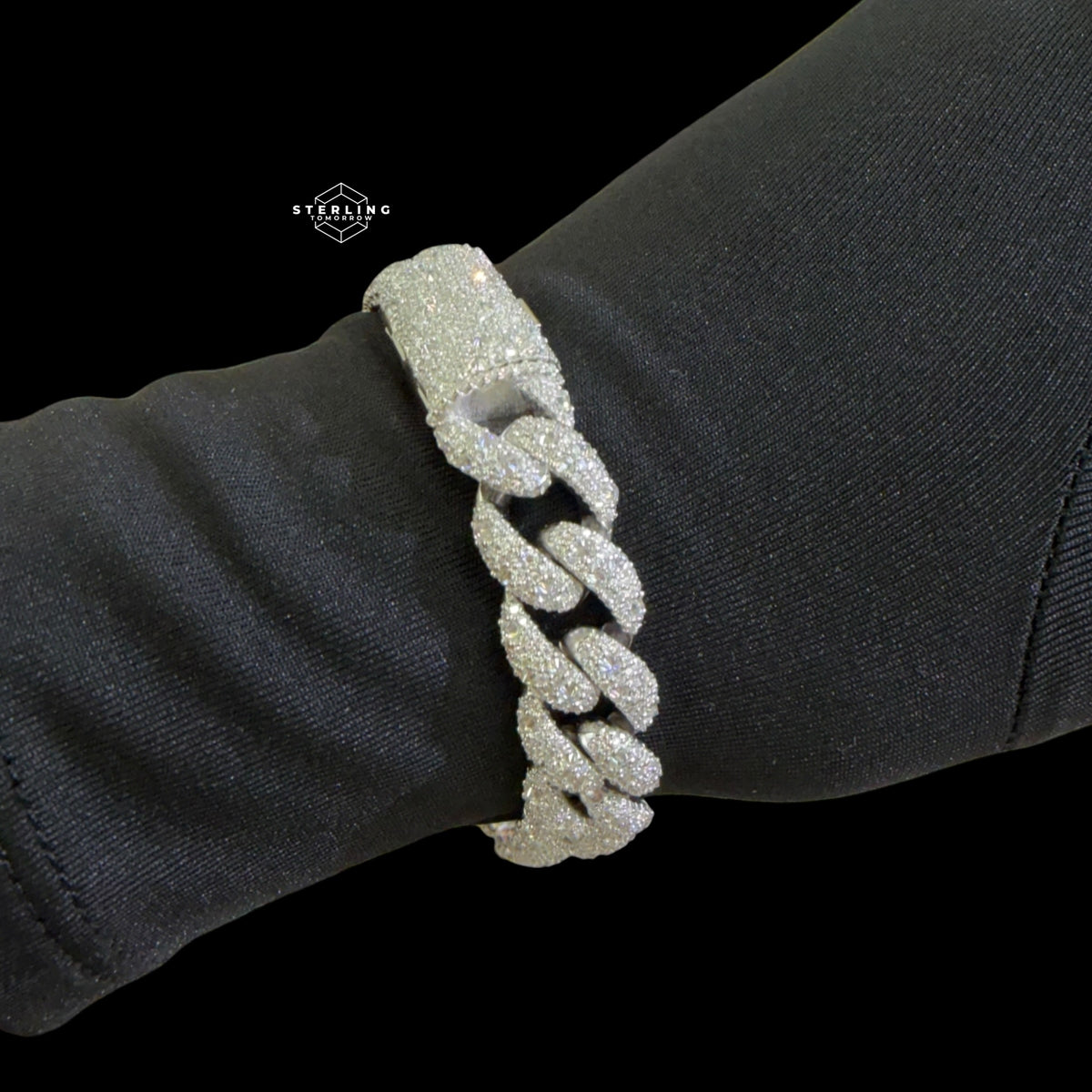 12mm Moissanite Upside Down Set Cuban Bracelet
