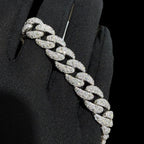 12mm Moissanite Upside Down Set Cuban Bracelet