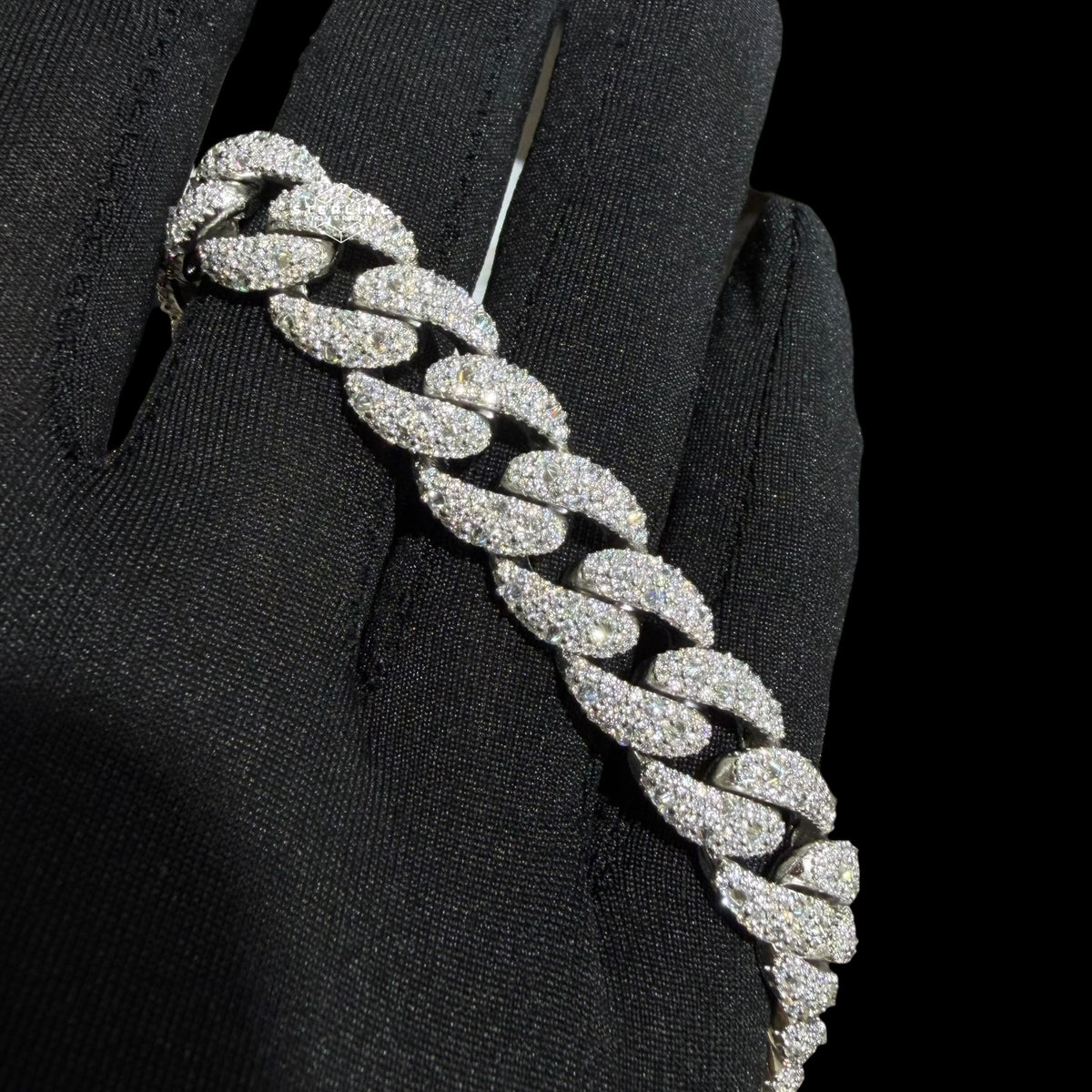 12mm Moissanite Upside Down Set Cuban Bracelet
