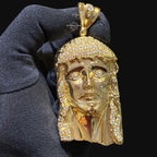 Big Gold Iced Out Jesus Pendant 14k Gold Plated Diamond-Cut