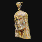 Big Gold Iced Out Jesus Pendant 14k Gold Plated Diamond-Cut