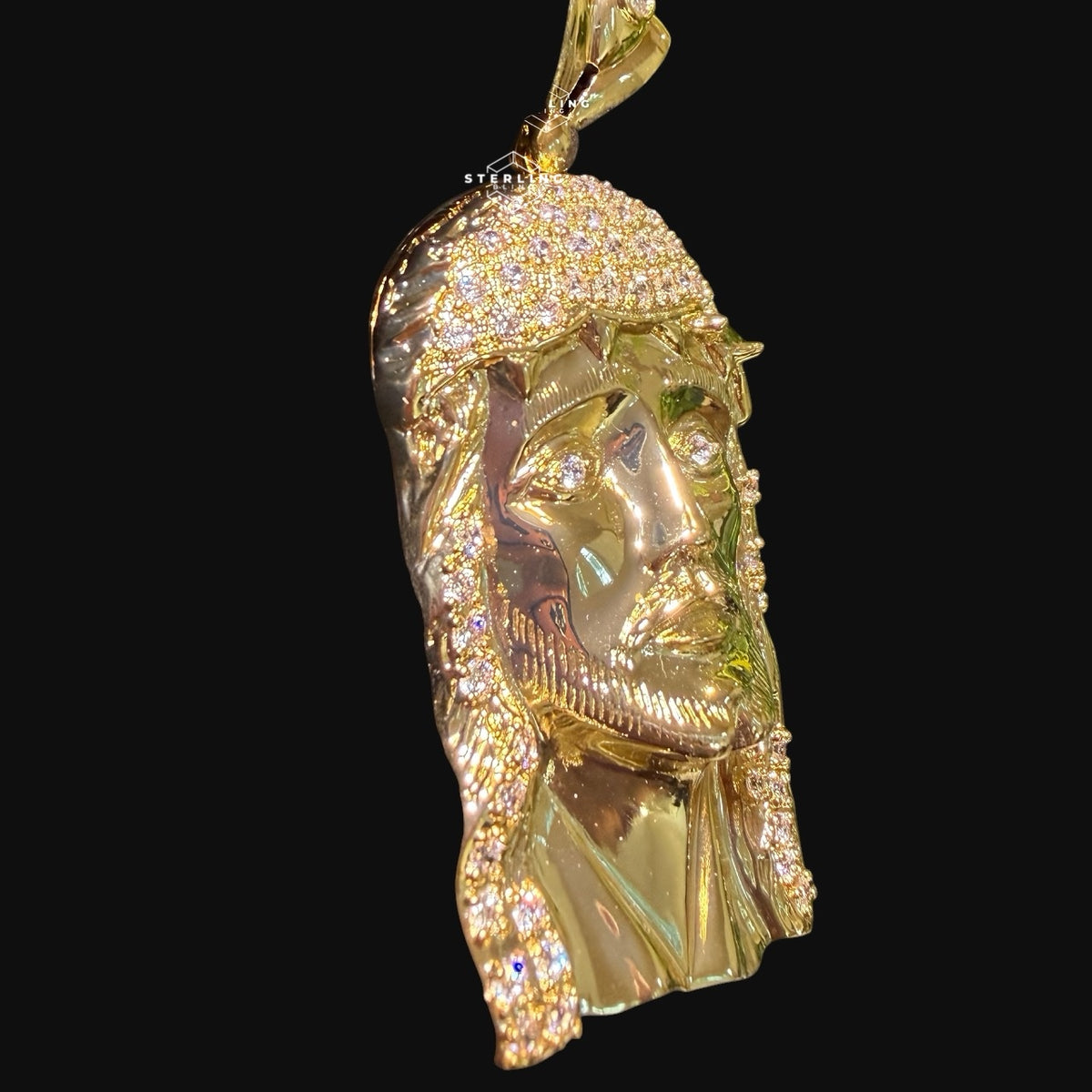 Big Gold Iced Out Jesus Pendant 14k Gold Plated Diamond-Cut