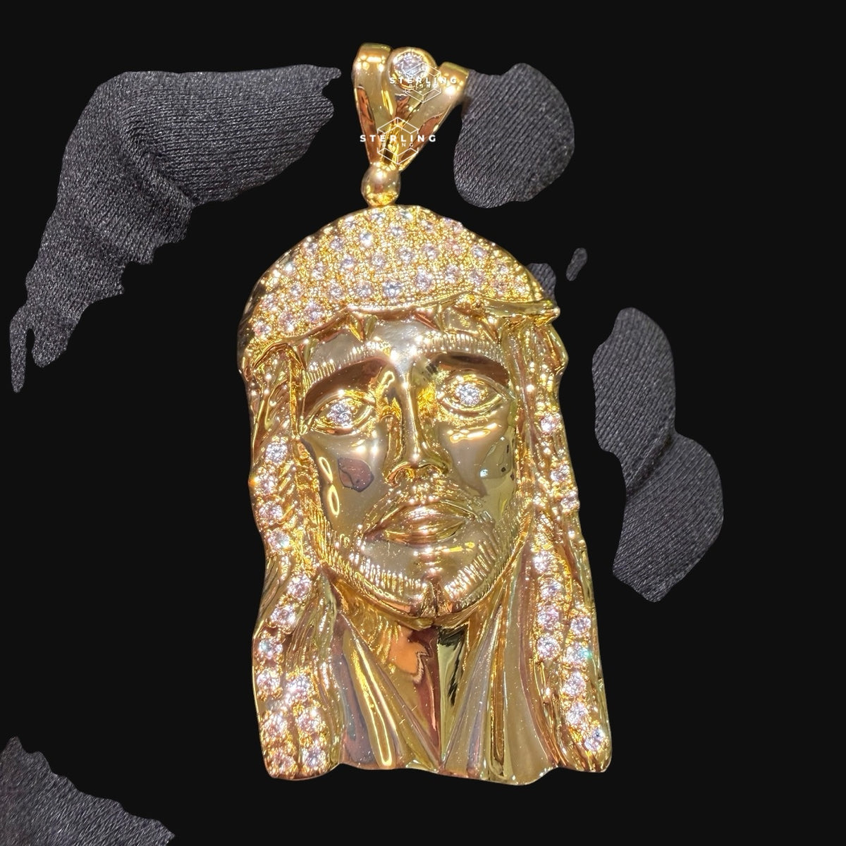 Big Gold Iced Out Jesus Pendant 14k Gold Plated Diamond-Cut