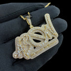 Iced Out All Bosses No Workers Pendant, 14K Gold Plated Baguette CZ Hip Hop Necklace for Men with Rope Chain