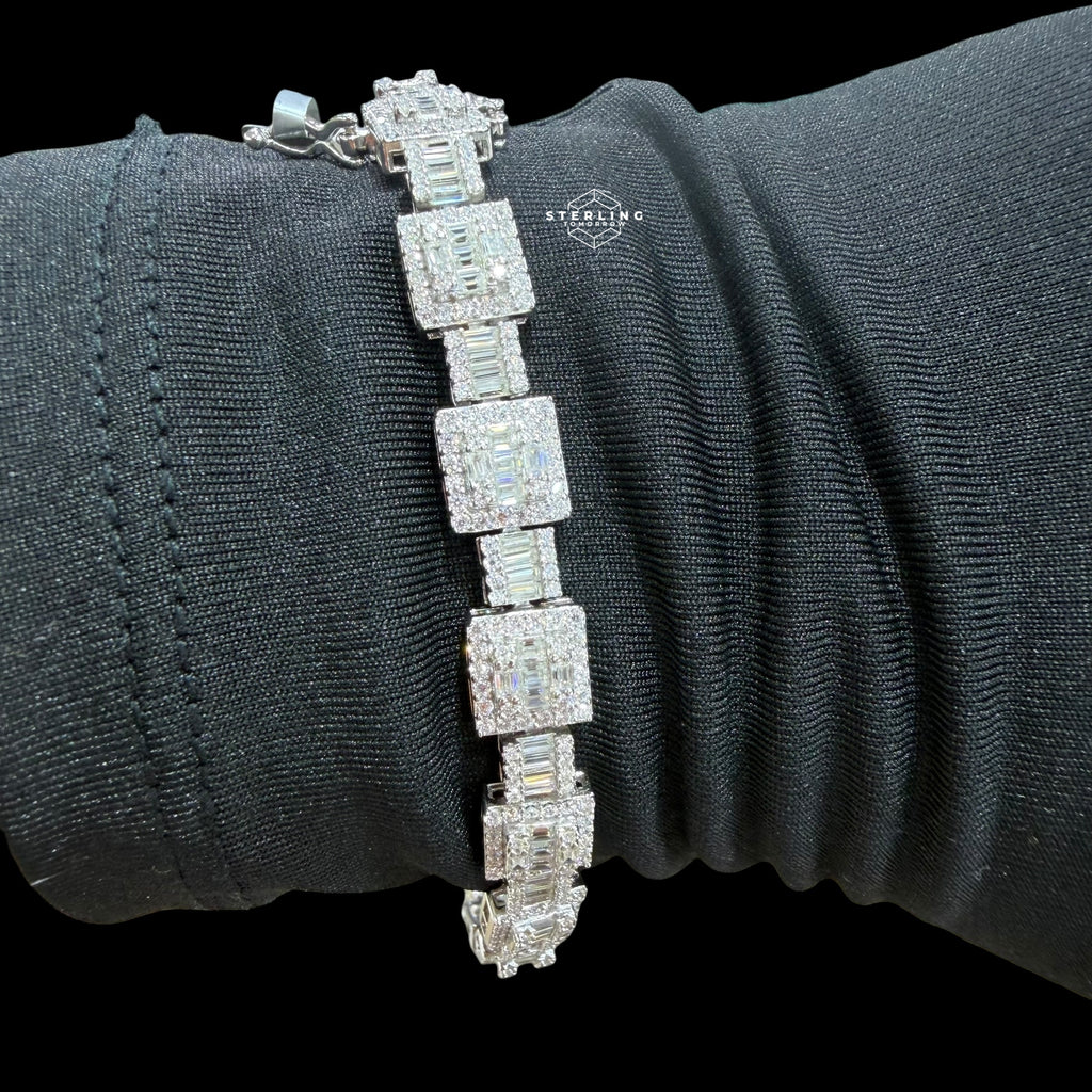 Moissanite Square Baguette Bracelet 8mm 8"