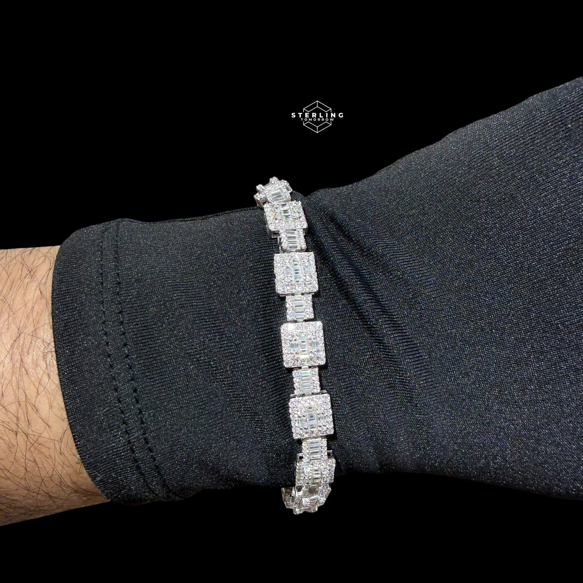 Moissanite Square Baguette Bracelet 8mm 8"