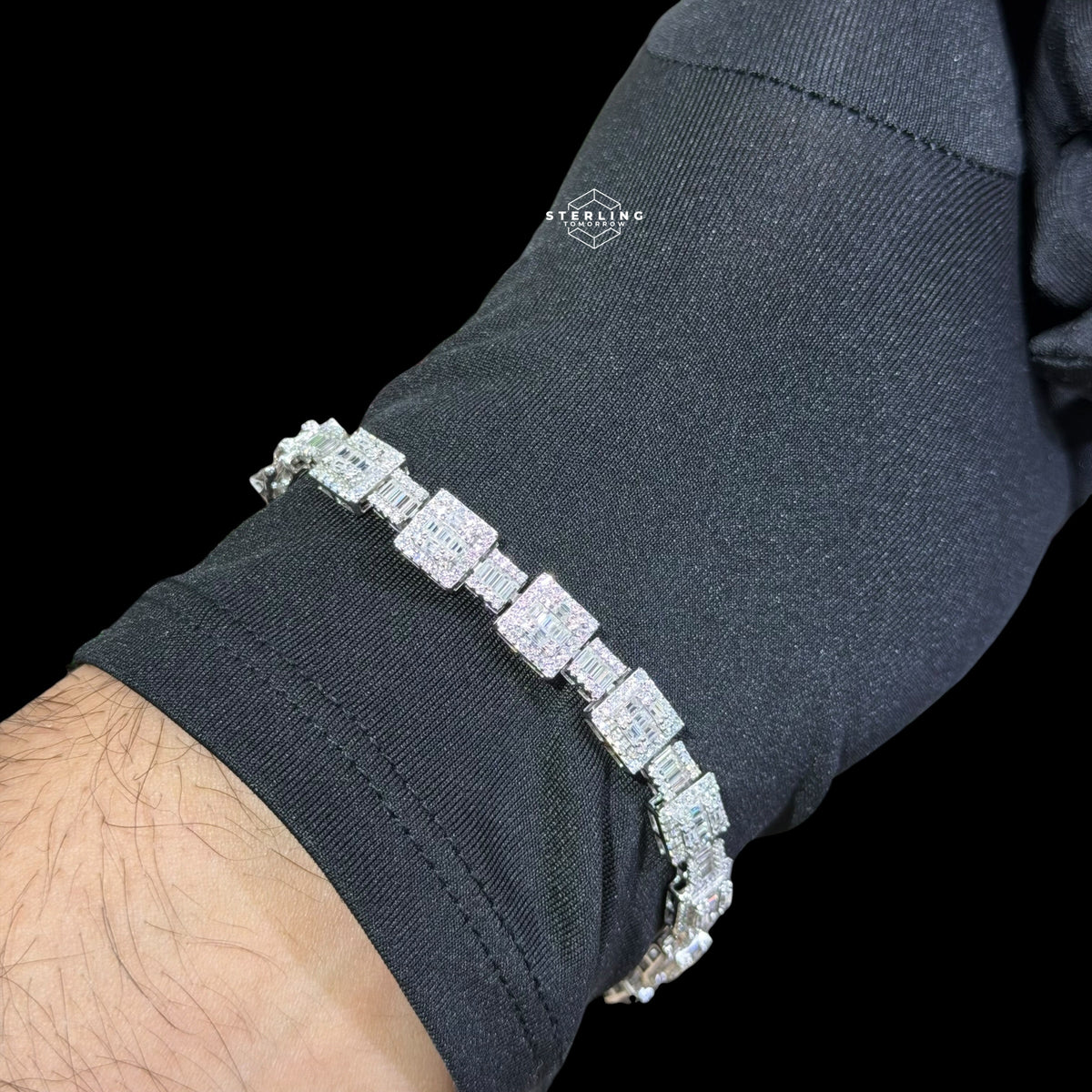Moissanite Square Baguette Bracelet 8mm 8"