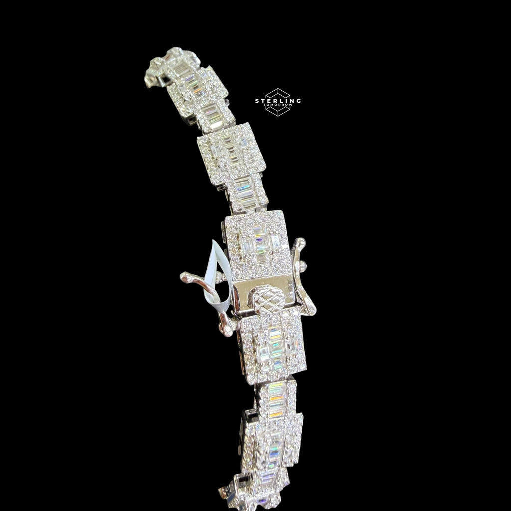 Moissanite Square Baguette Bracelet 8mm 8"