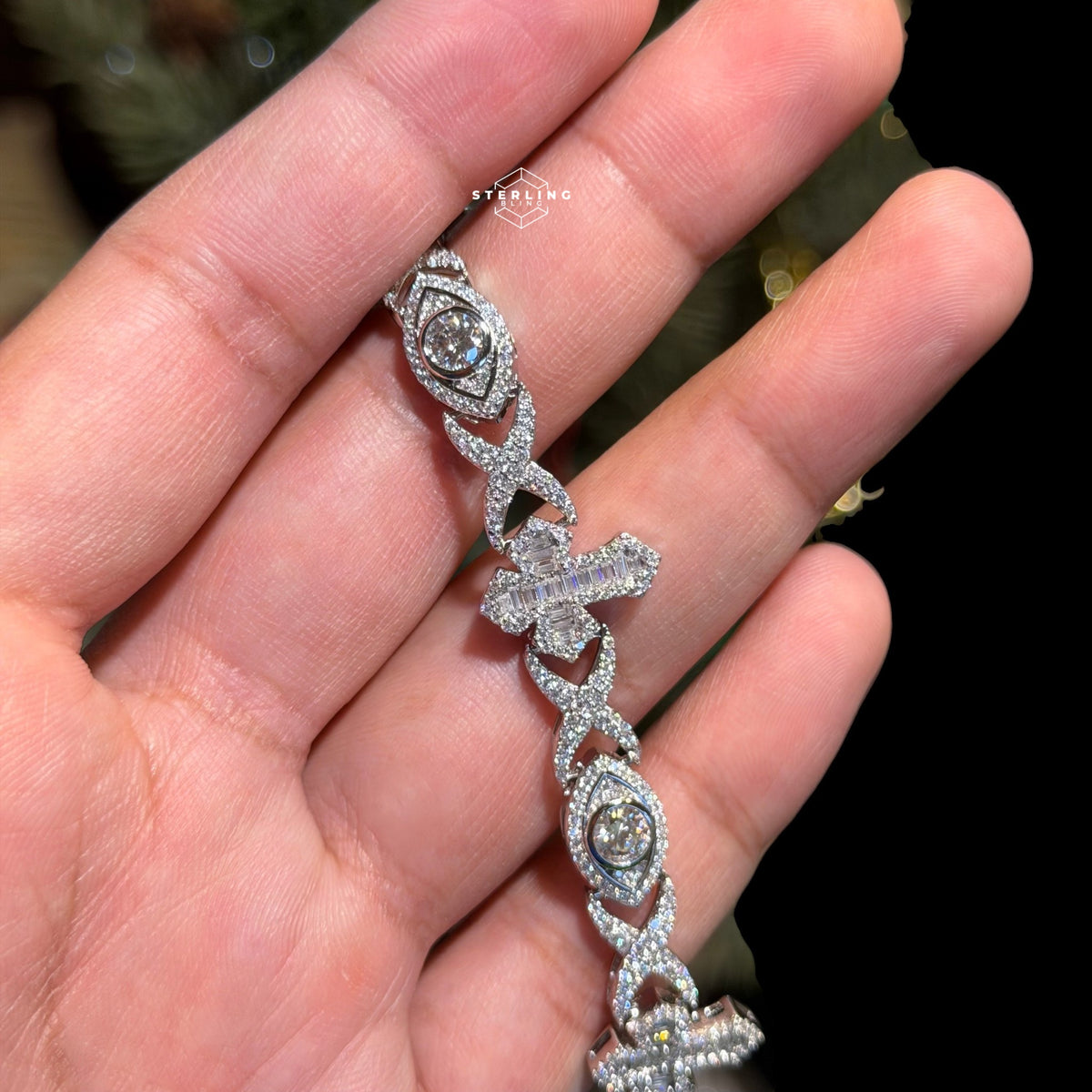 Moissanite Marquis Eye Cross Infinity Bracelet - 8.5"