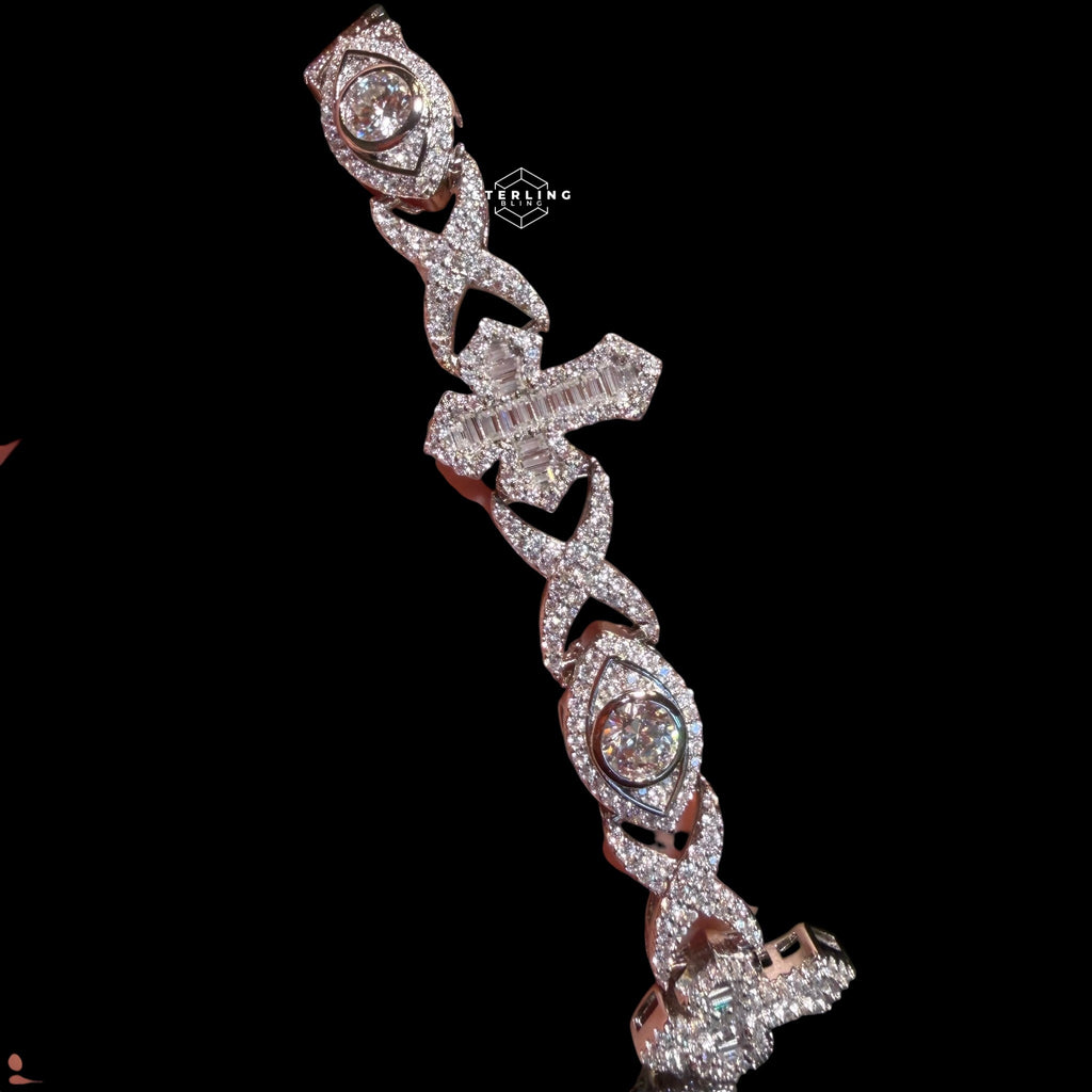 Moissanite Marquis Eye Cross Infinity Bracelet - 8.5"