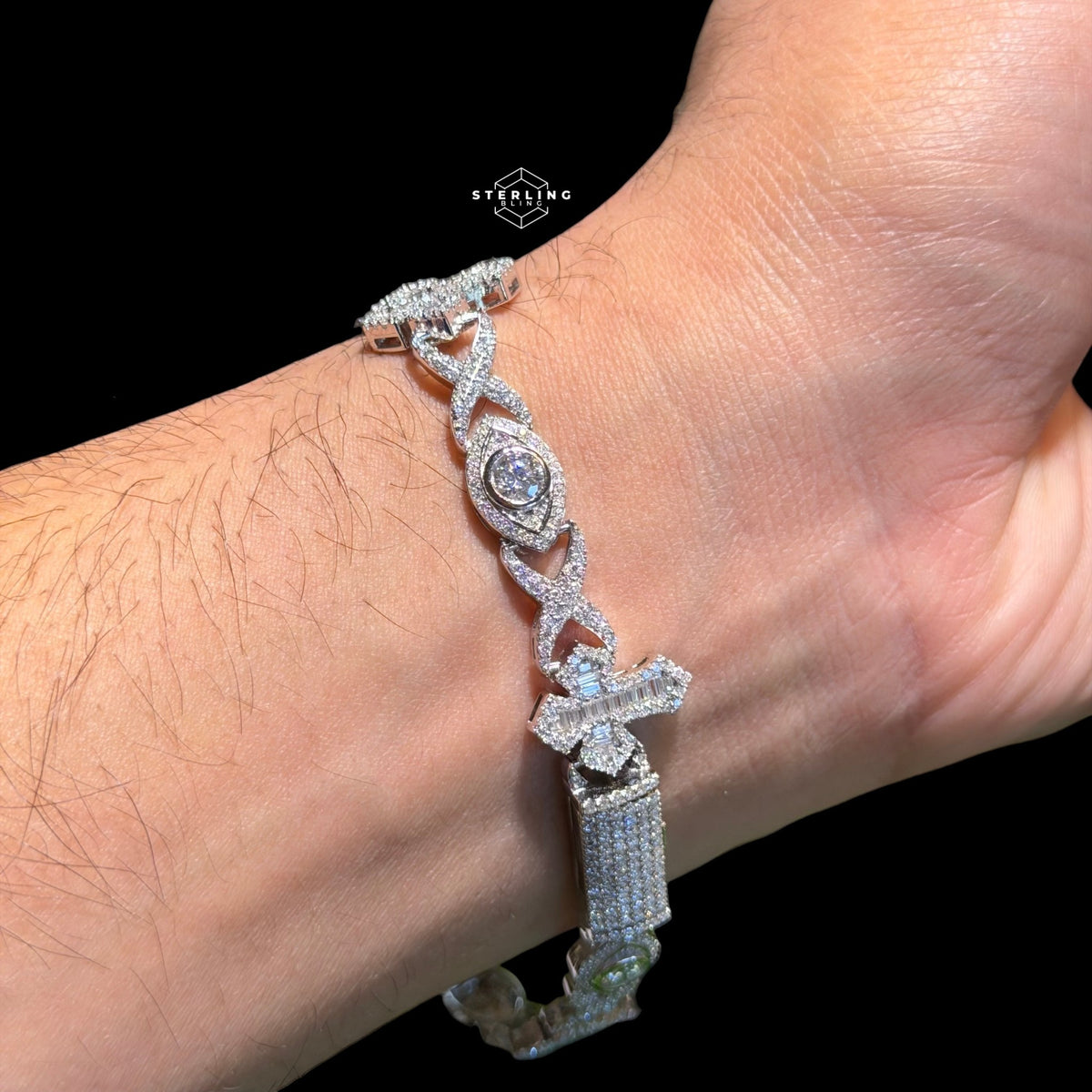Moissanite Marquis Eye Cross Infinity Bracelet - 8.5"