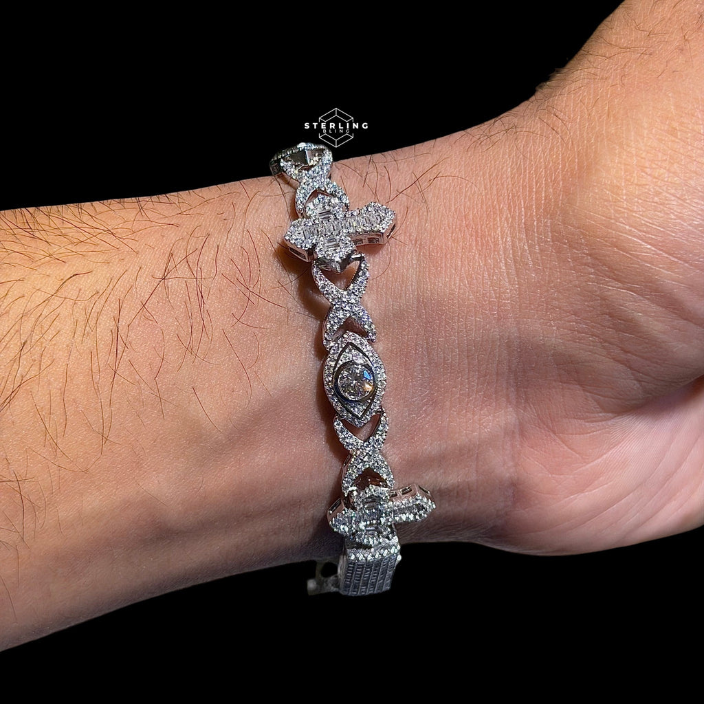 Moissanite Marquis Eye Cross Infinity Bracelet - 8.5"