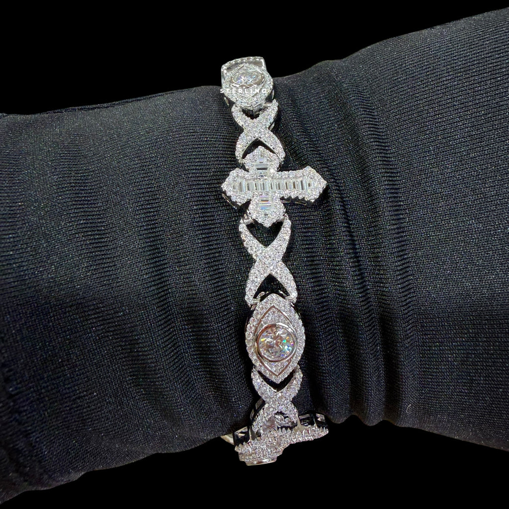 Moissanite Marquis Eye Cross Infinity Bracelet - 8.5"