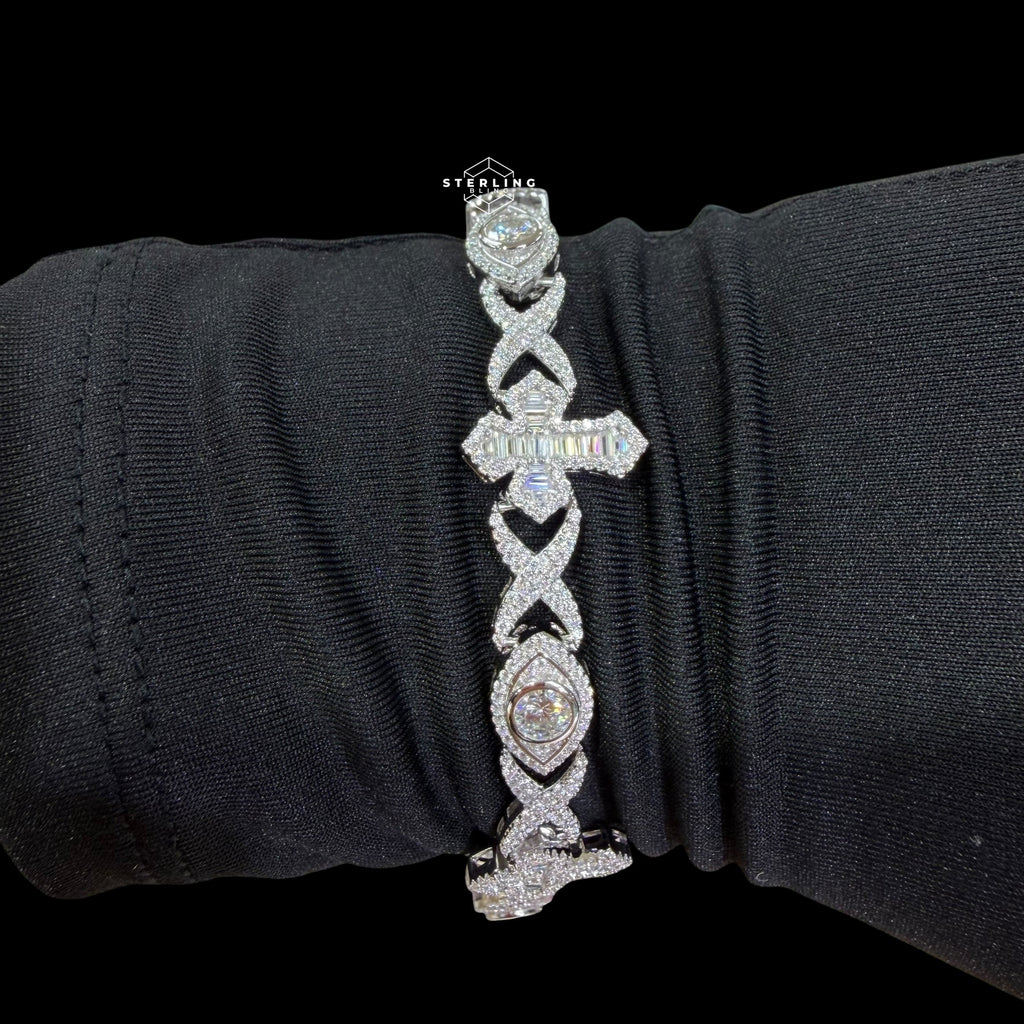 Moissanite Marquis Eye Cross Infinity Bracelet - 8.5"