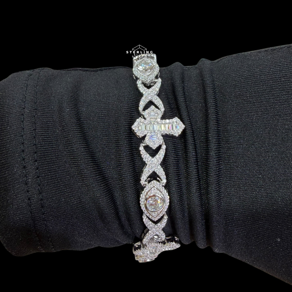 Moissanite Marquis Eye Cross Infinity Bracelet - 8.5"