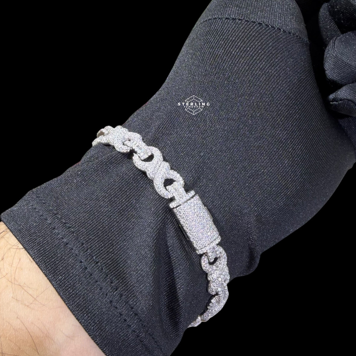 Mens Moissanite Infinity Bracelet 8.5mm 8"