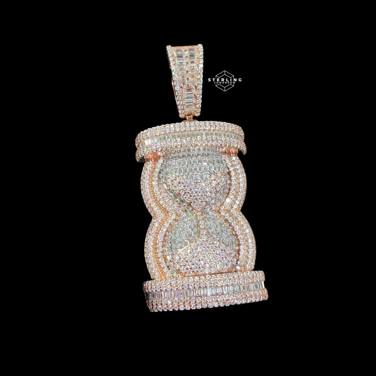 Moissanite Hour Glass Pendant Rose Gold