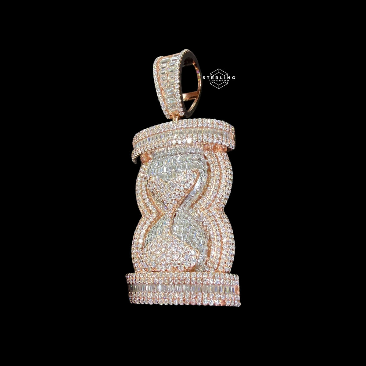 Moissanite Hour Glass Pendant Rose Gold