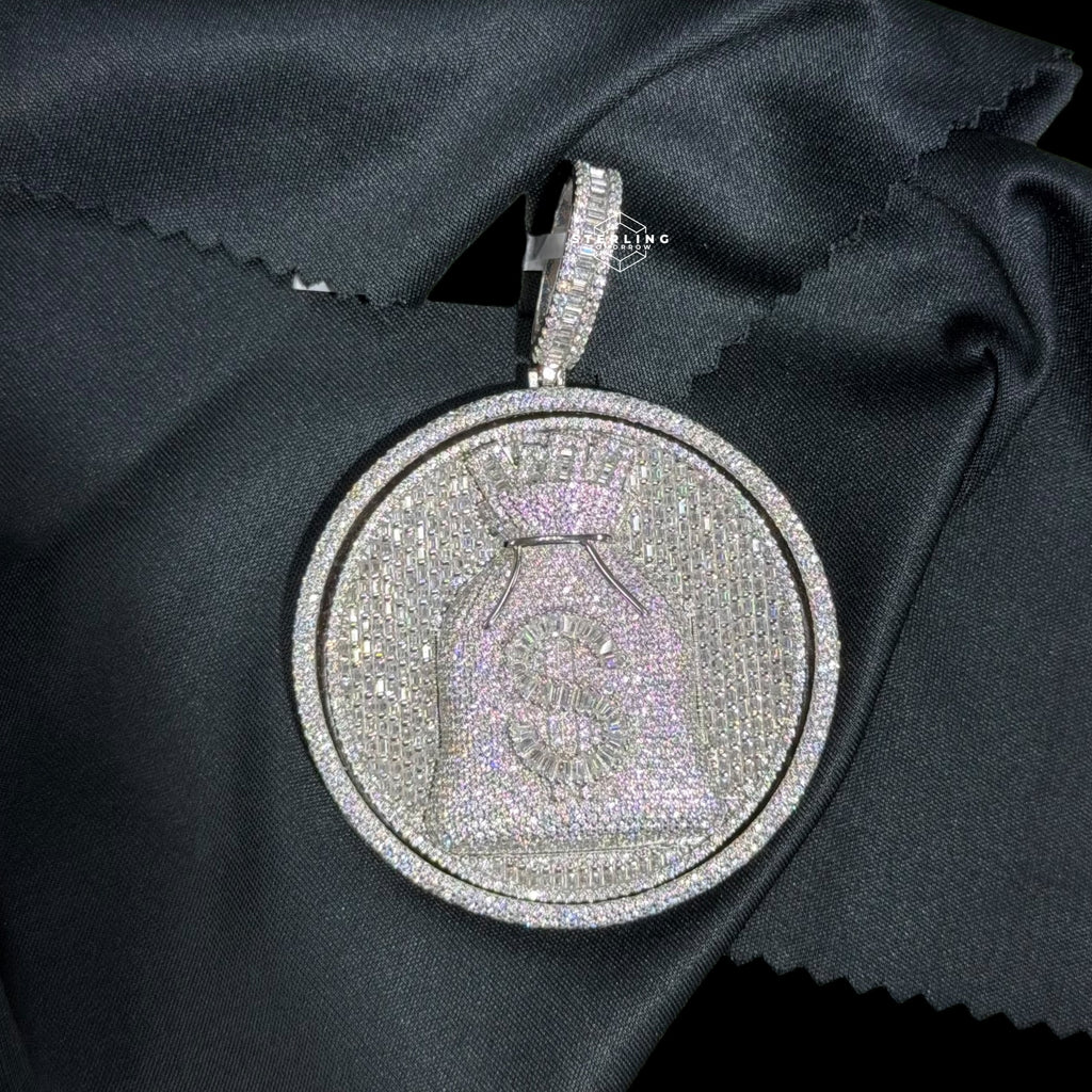 Moissanite Spinning Money Bag Pendant