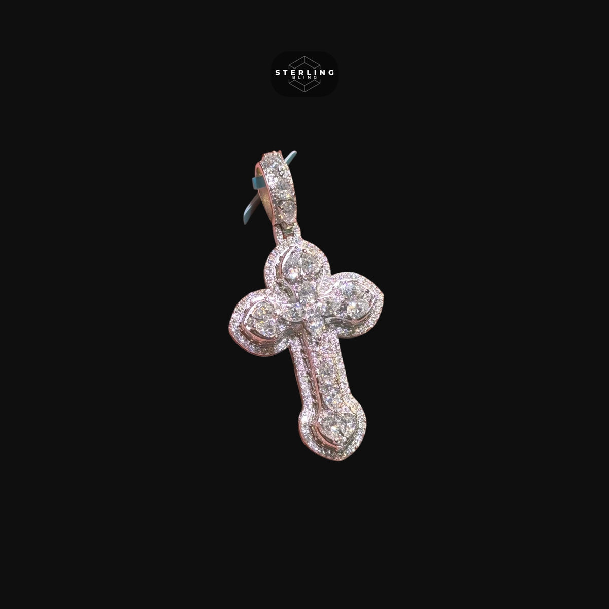 Moissanite Small Pear Cut Cross Pendant