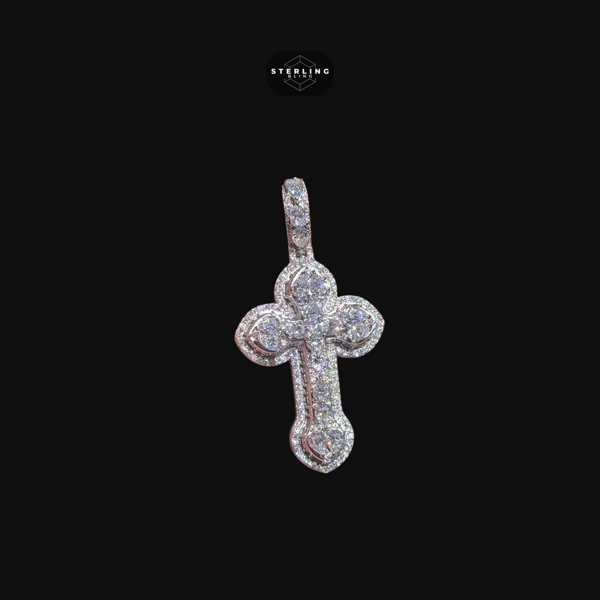Moissanite Small Pear Cut Cross Pendant