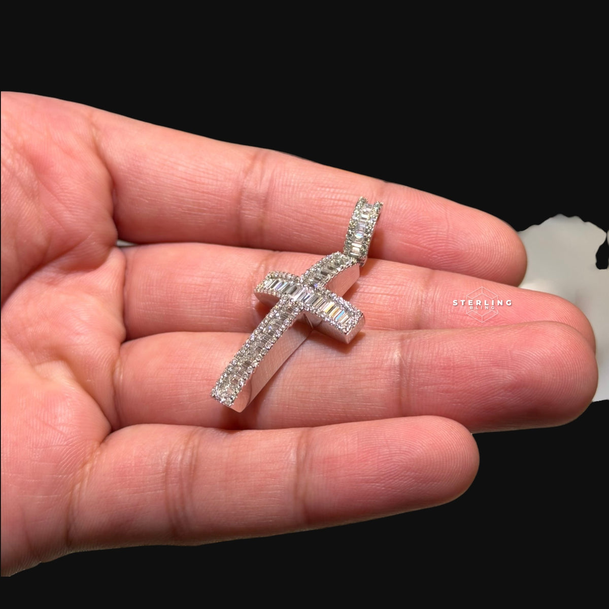 Moissanite Baguette Cross Pendant