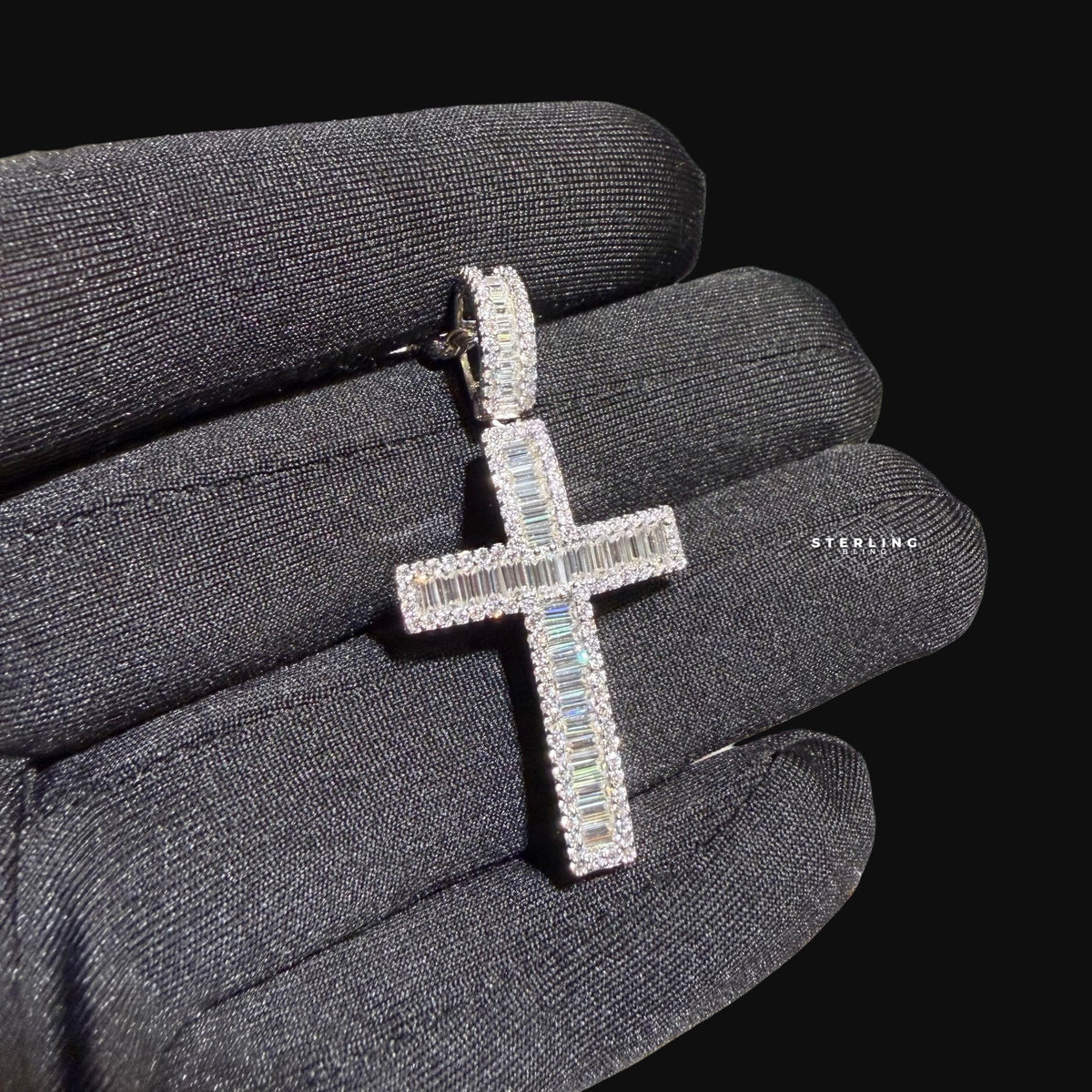 Moissanite Baguette Cross Pendant