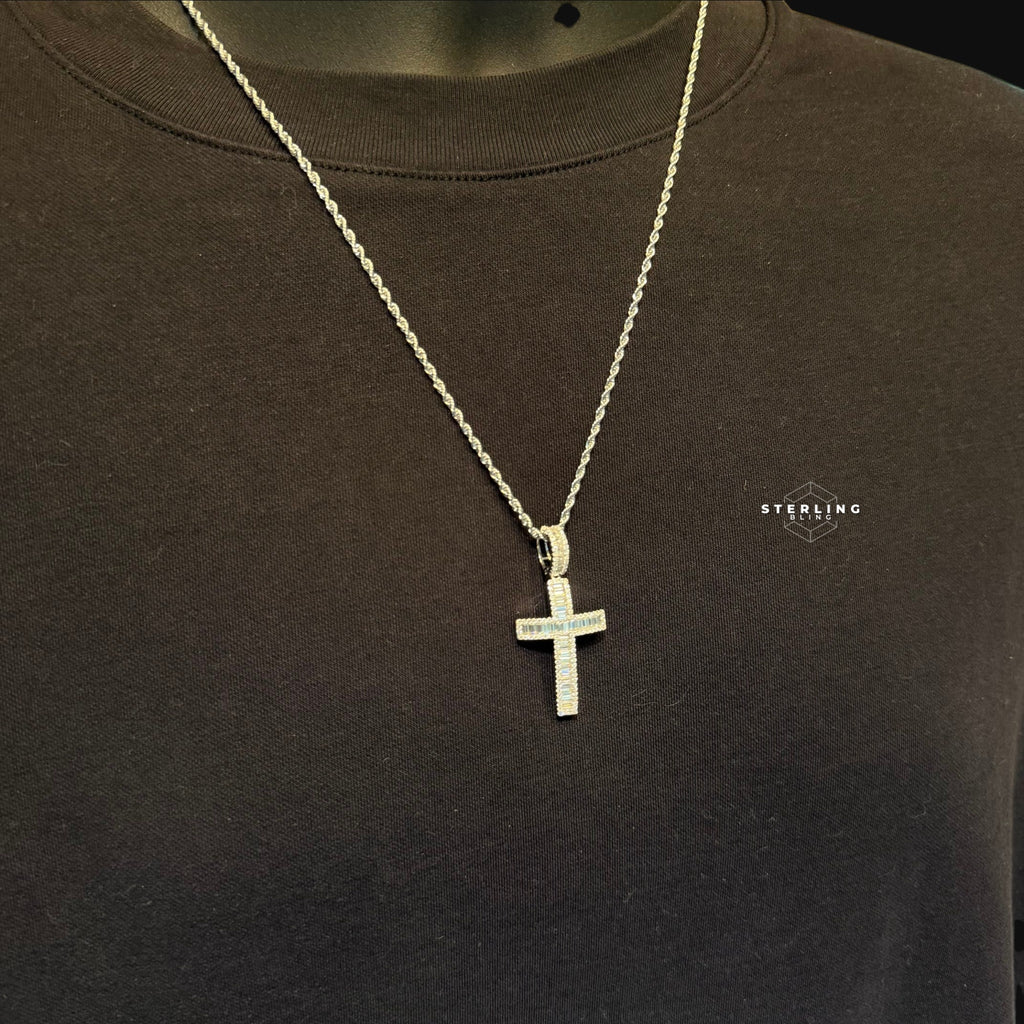 Moissanite Baguette Cross Pendant