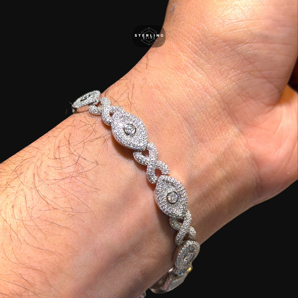 Moissanite Marquis Evil Eye Infinity Bracelet 6mm 8"