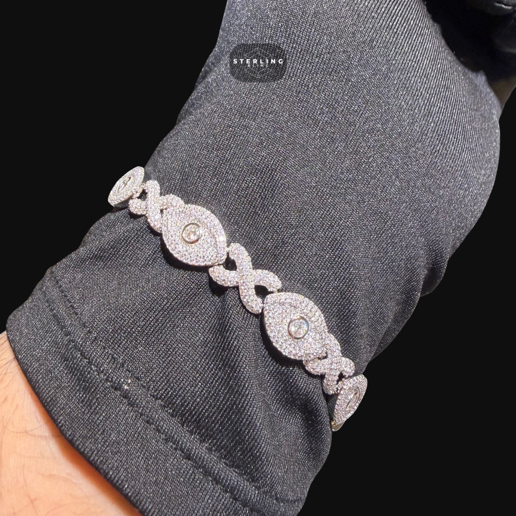 Moissanite Marquis Evil Eye Infinity Bracelet 6mm 8"