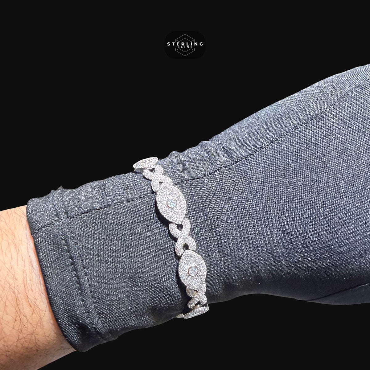 Moissanite Marquis Evil Eye Infinity Bracelet 6mm 8"
