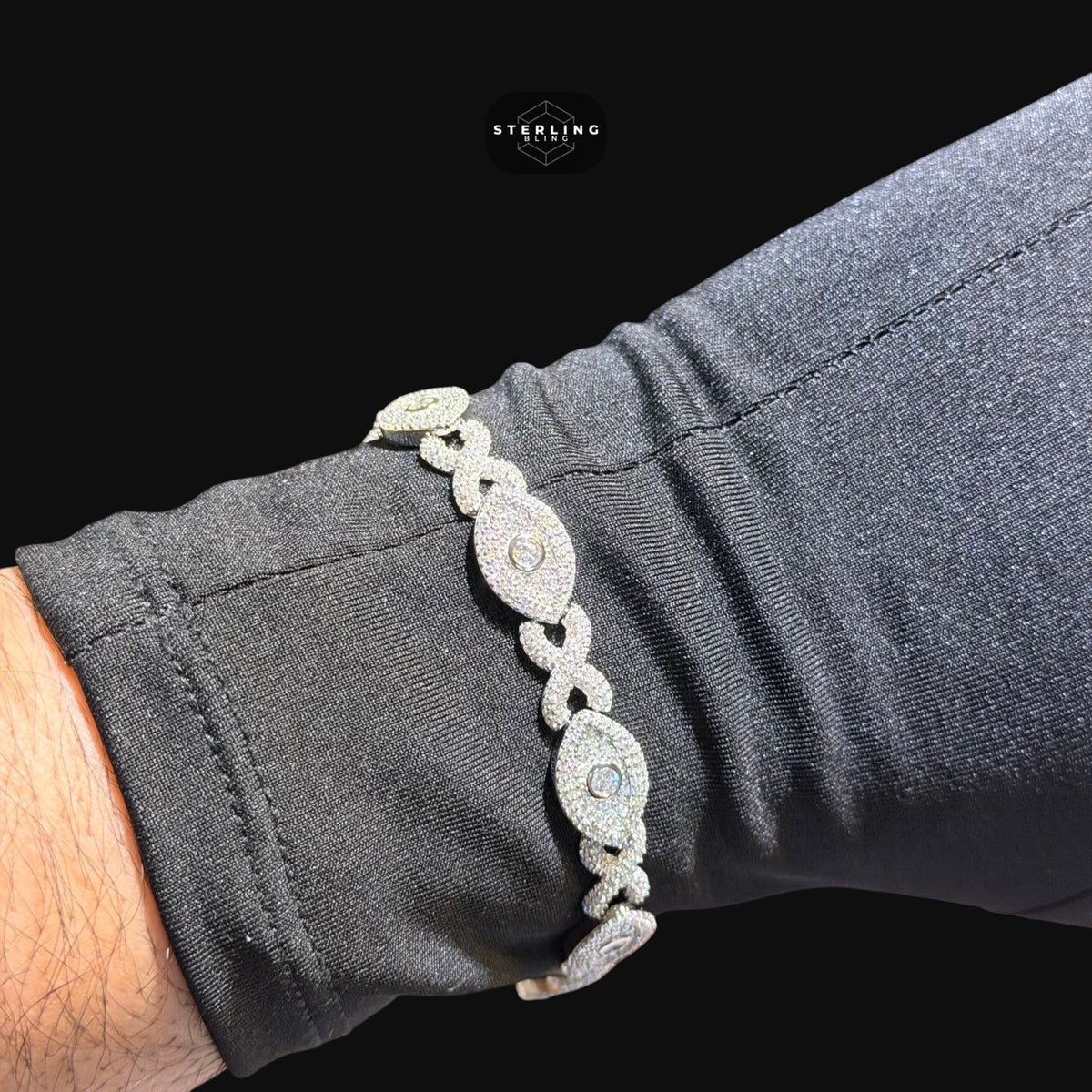 Moissanite Marquis Evil Eye Infinity Bracelet 6mm 8"