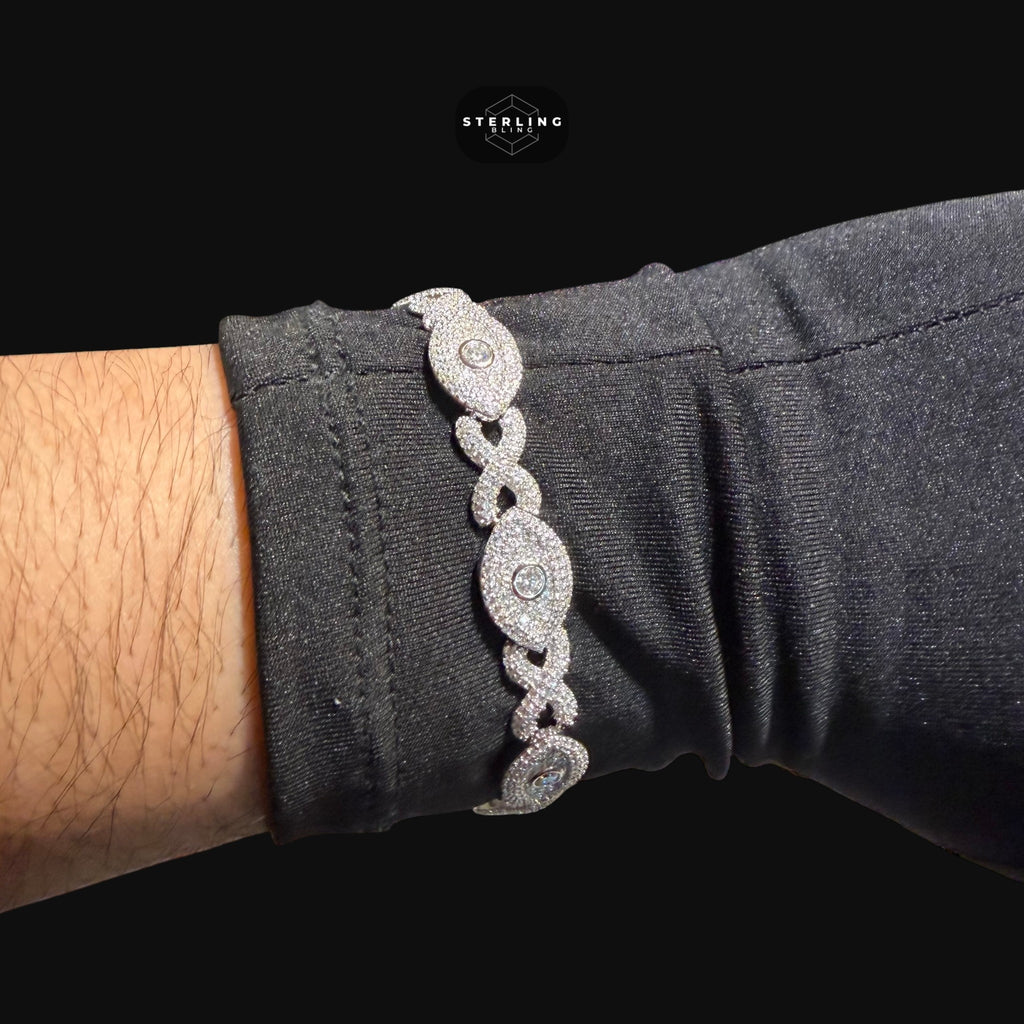 Moissanite Marquis Evil Eye Infinity Bracelet 6mm 8"