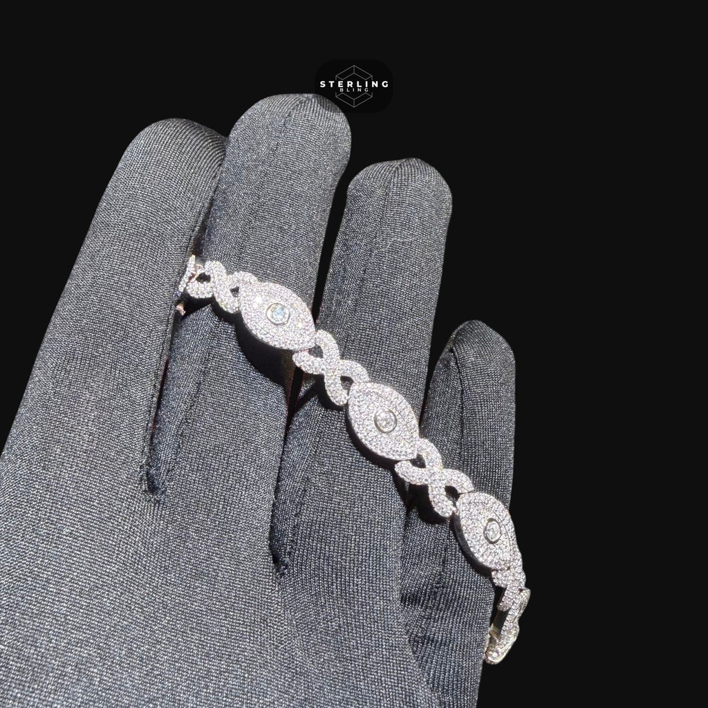 Moissanite Marquis Evil Eye Infinity Bracelet 6mm 8"