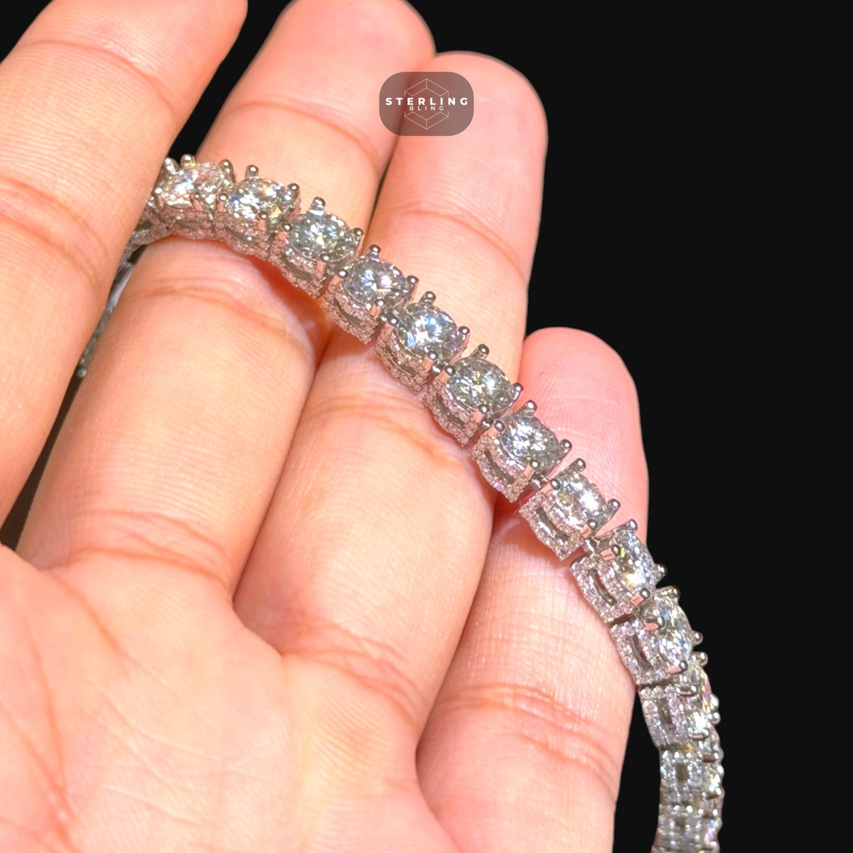 Moissanite Iced Sides Tennis Bracelet - 6.7mm 8"