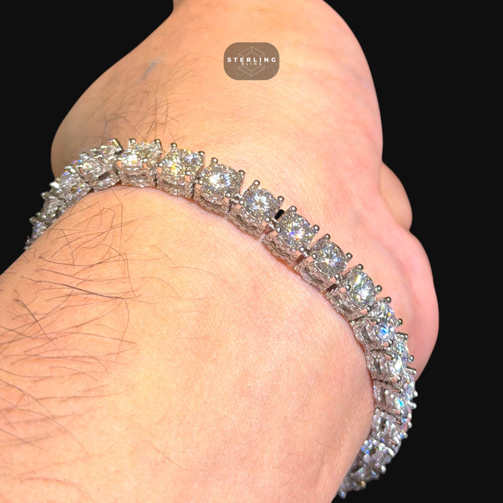 Moissanite Iced Sides Tennis Bracelet - 6.7mm 8"