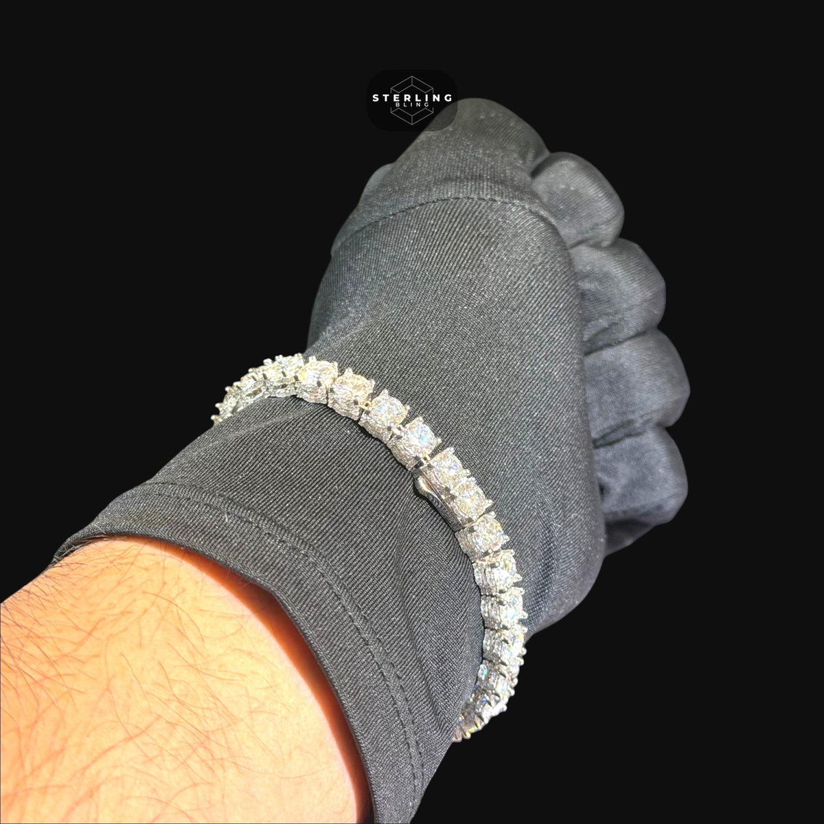 Moissanite Iced Sides Tennis Bracelet - 6.7mm 8"