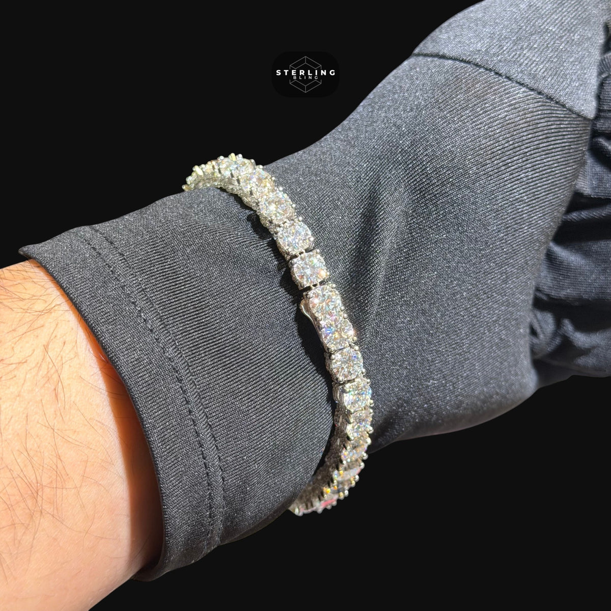 Moissanite Iced Sides Tennis Bracelet - 6.7mm 8"