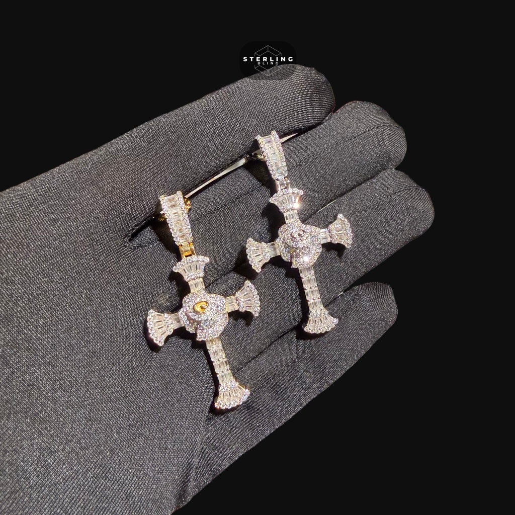 Moissanite Baguette Cross Pendant