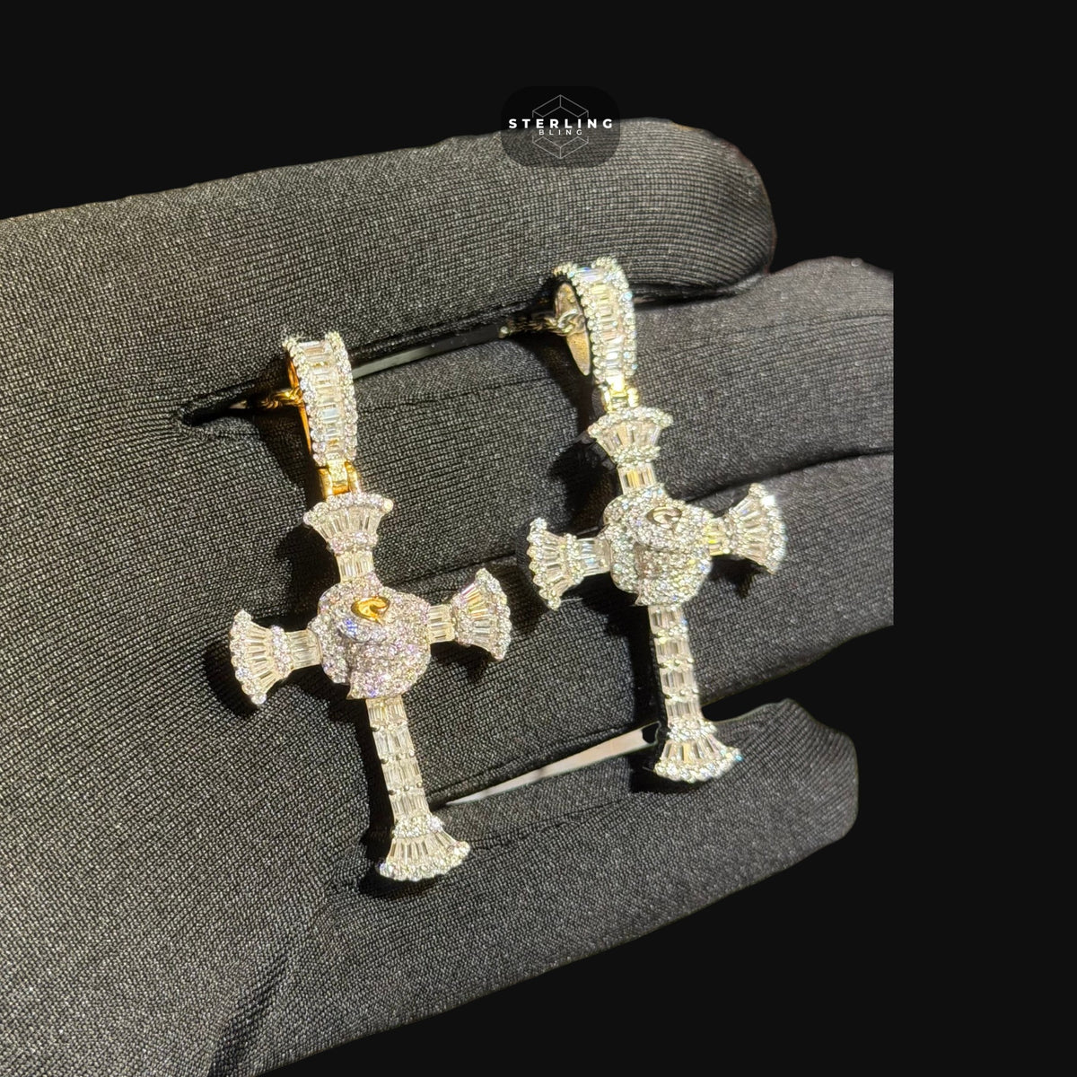 Moissanite Baguette Cross Pendant