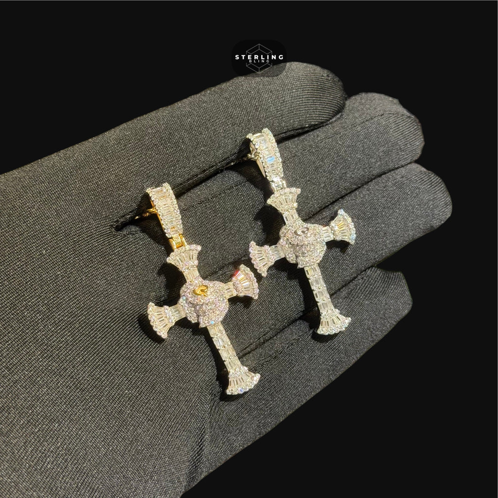 Moissanite Baguette Cross Pendant