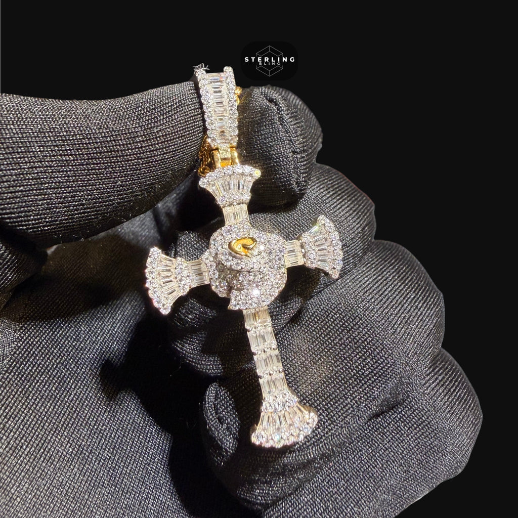 Moissanite Baguette Cross Pendant